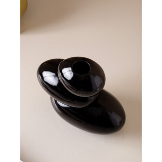 Ваза керамическая 'Сбалансированные камни', настольная, чёрная, 20 см 6