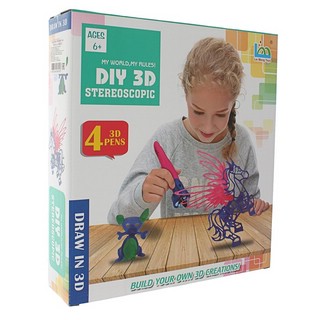 Комплект из 4-х 3D-ручек, синяя + лиловая + красная + зелёная...
