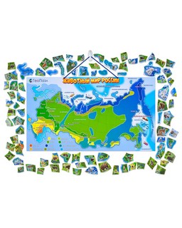 Магнитная карта 'Животный мир России' ГеоПазл 3