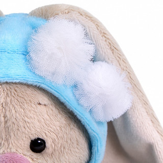 Зайка Ми в шапочке с белыми помпонами. Размер 15 см 4