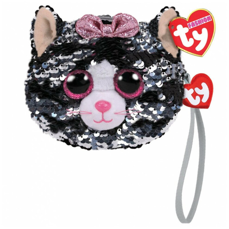 Кошелёк Кошка с пайетками, серая, TY