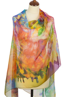 Павловопосадский шелковый палантин '10723' 100% шифон 85-200, артикул KW10723-000002 2