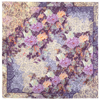 Павловопосадский платок '10309' сиреневый 100% хлопок 115-115, артикул  2