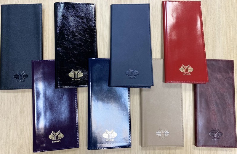 Визитница настольная с логотипом МГИМО, цвет тёмно-синий с тиснением