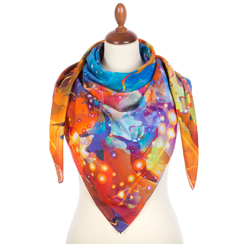 Павловопосадский платок '10331' голубой 100% хлопок 115-115, артикул KW10331-000013