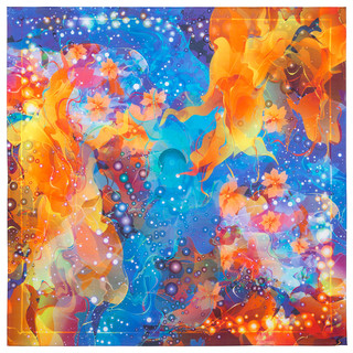 Павловопосадский платок '10331' голубой 100% хлопок 115-115, артикул KW10331-000013 2