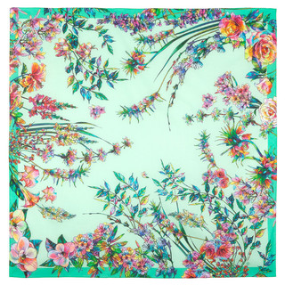 Павловопосадский платок '10602' бирюзовый 100% хлопок 115-115, артикул KW10602-000013 2