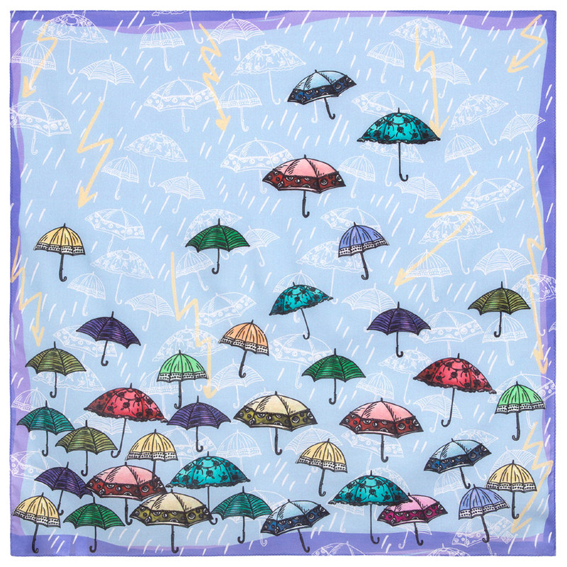 Павловопосадский платок '10613' голубой 100% хлопок 70-70, артикул KW10613-000013