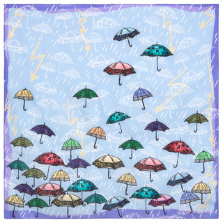 Павловопосадский платок '10613' голубой 100% хлопок 70-70, артикул KW10613-000013 1