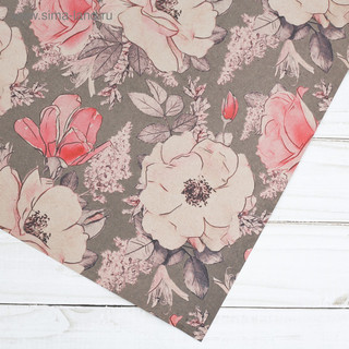 Бумага упаковочная крафтовая «Цветы на сером», 50 х 70 см 3