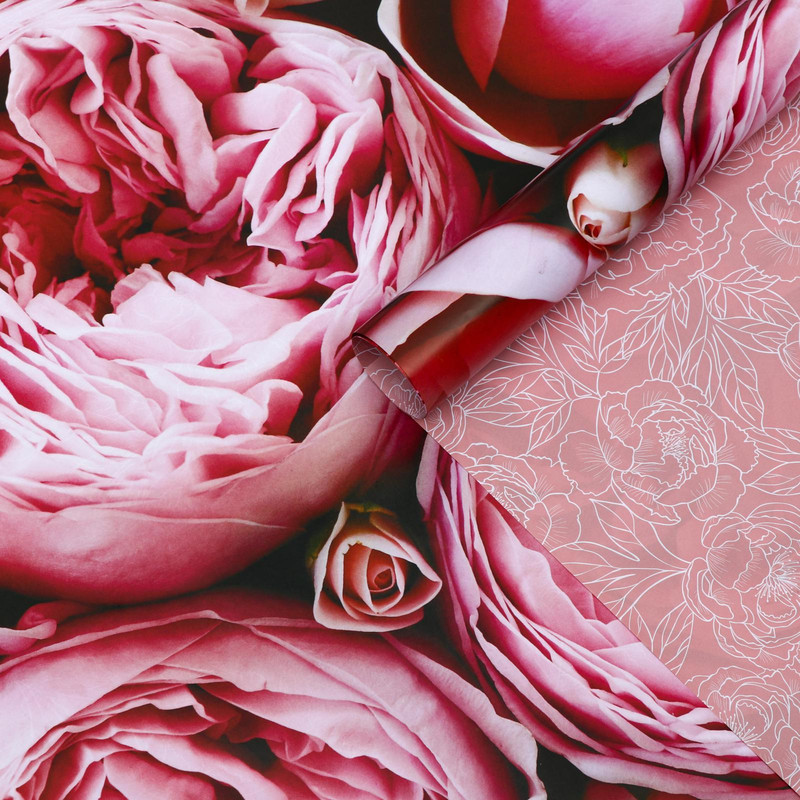 Бумага глянцевая двусторонняя 'Пионы', 0,5 х 0,7 м