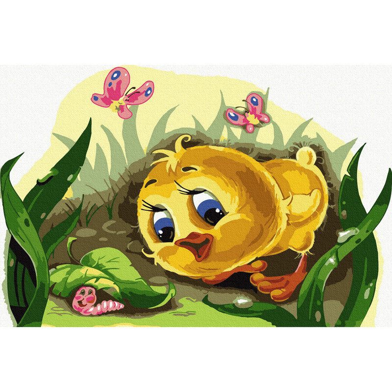 Картина по номерам 'Любопытный утёнок' (21 цвет), 20х30 см