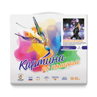 Картина по номерам 'Девушка на мотоцикле' (24 цвета), 30х30 см КОТЕИН, цвет разноцветный 2