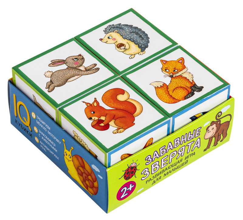 Умные кубики в поддончике. Забавные зверята