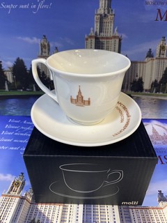 Фарфоровая чашка+блюдце с логотипом МГУ имени М.В.Ломоносова