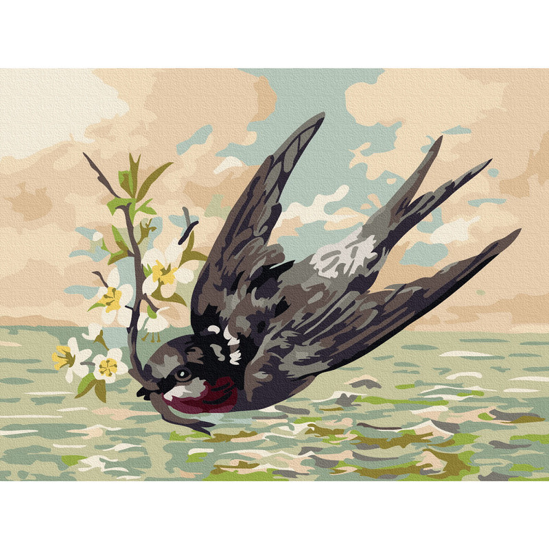 Картина по номерам 'Ласточка' (18 цветов), 15х20 см Molly