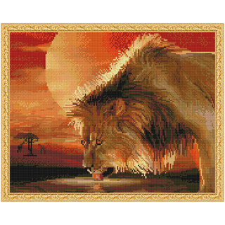 Картина мозаикой с нанесенной рамкой 'Лев на водопое' (35 цветов) Molly 2