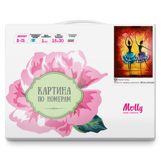 Картина по номерам 'Яркий танец' (14 цветов), 15х20 см, Molly 2