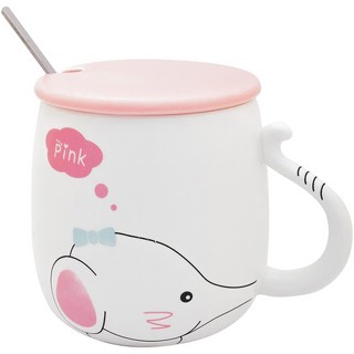 Кружка 'Веселый Слоник' с крышкой и ложечкой, 370 мл, розовая