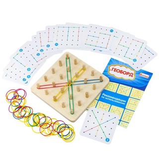 Геоборд основание, 20 двусторонних карточек, 50 резинок, арт. ГБ01 5