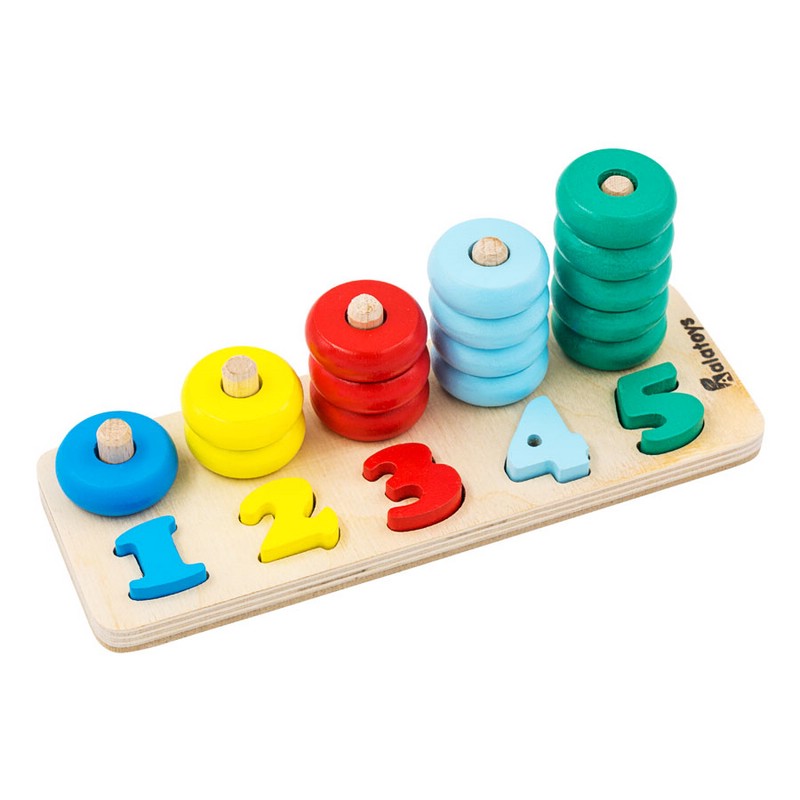 Пирамидка 'Счёты' 5 съемных цифр, 15 деталей, ALATOYS