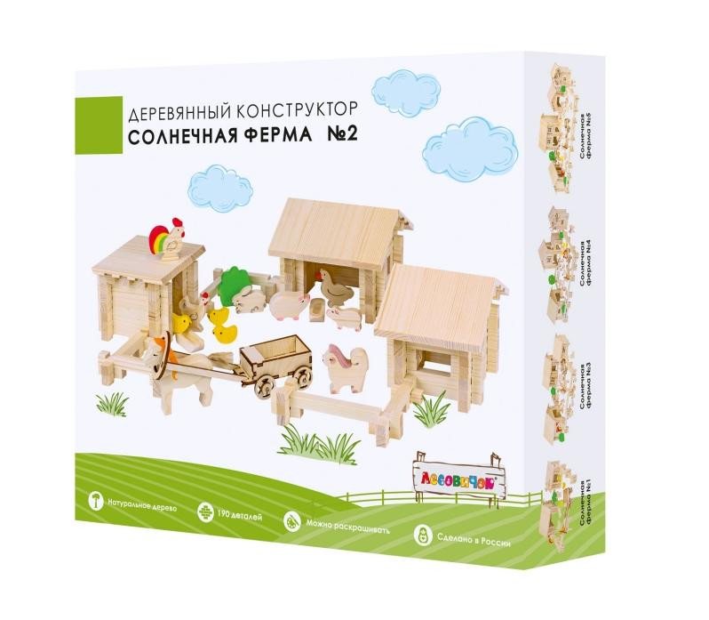Конструктор ЛЕСОВИЧОК Солнечная ферма №2 набор из 190 деталей