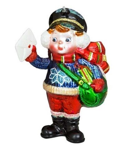 Почтальон с подарками (стекло) 9,5х12,7 см