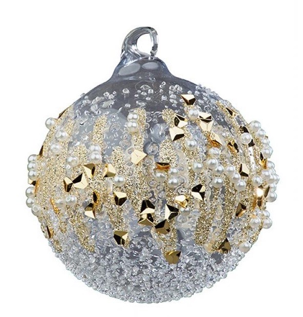 Шар 'Золотой лед' (стекло прозрачное) 8 см
