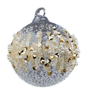 Шар 'Золотой лед' (стекло прозрачное) 8 см