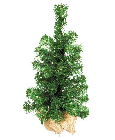 Елочка настольная зеленая (20 LED-огней) в холщовом мешочке, 45 см