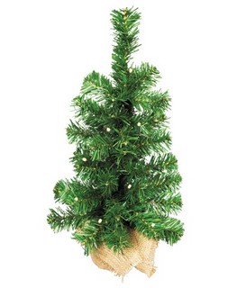 Елочка настольная зеленая (20 LED-огней) в холщовом мешочке, 45 см