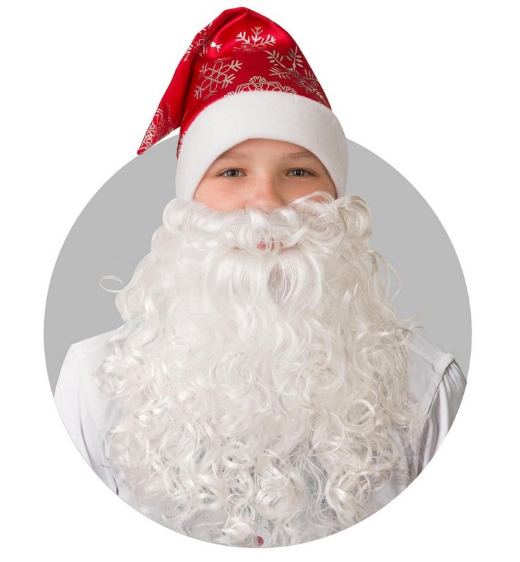 Колпак Новогодний красный с бородой (103-3)