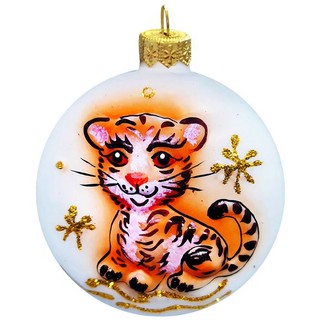 Шар Тигренок-малыш (символ года), стекло, d 65 мм