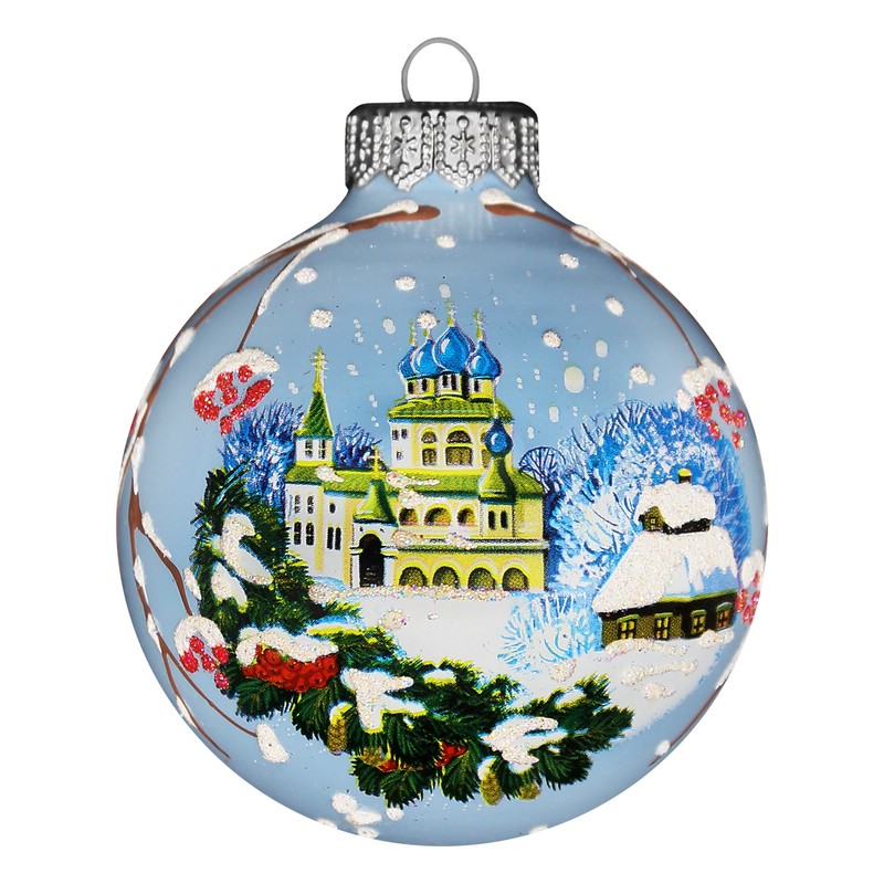Шар 'Храм перед Рождеством' (стекло) 80 мм, в подарочной упаковке