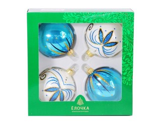Набор 'Лазурный' из 4 шаров, стекло, артикул С 1645 4
