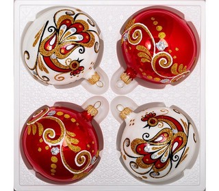 Набор 'Пава' из 4 шаров по 85 мм, стекло. Цвет в асс. Цена за...