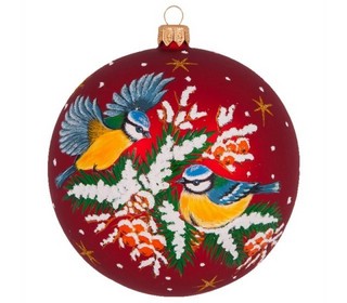 Шар 'Птички' (стекло) 115 мм, в асс. Цена за 1 шар.