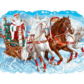 Картина по номерам 'Новогодняя тройка', 30х40 см (27 цветов)  1