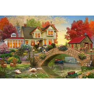 Картина мозаикой с нанесенной рамкой 'Осенний домик', 40х50 см (35 цветов) Molly
