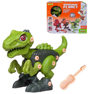 Конструктор Динозаврик с отверткой (зеленый) Junfa 3