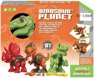 Конструктор Динозаврик с отверткой (зеленый) Junfa 1