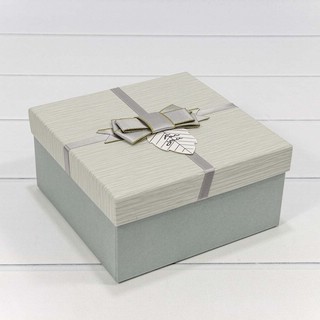 Коробка квадратная 'For You' Серый, с бантом, 17х17х8 см