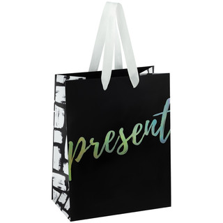 Пакет подарочный 'Present black', 18x23x10 см MESHU, цвет черный, белый