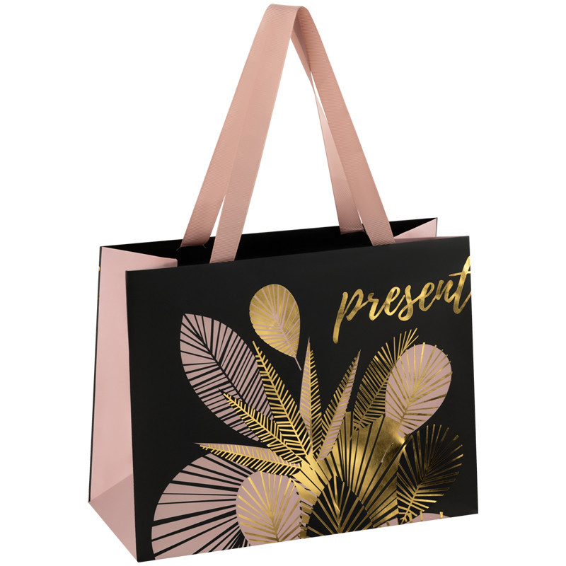 Пакет подарочный 'Golden leaves', 23x18x10 см MESHU, цвет черный