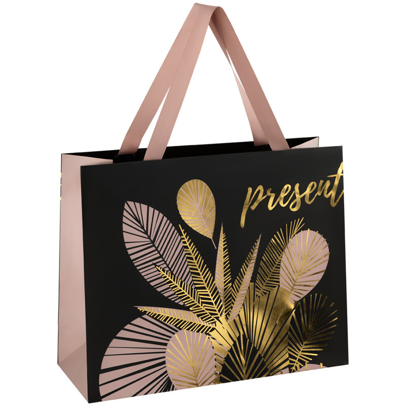 Пакет подарочный 'Golden leaves', 32x26x12 см MESHU, цвет черный, коричневый