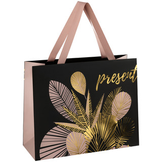 Пакет подарочный 'Golden leaves', 32x26x12 см MESHU, цвет черный, коричневый