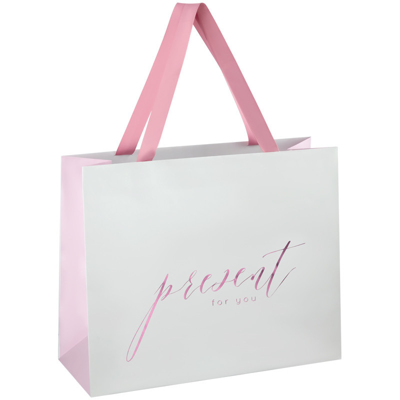 Пакет подарочный 'Tender present pink', 32x26x12 см MESHU, цвет белый, розовый