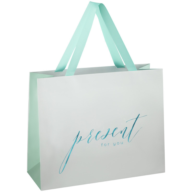 Пакет подарочный 'Tender present silver', 32x26x12 см MESHU, цвет белый, голубой