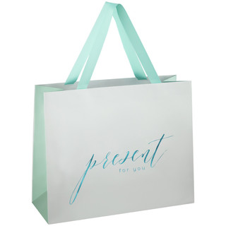 Пакет подарочный 'Tender present silver', 32x26x12 см MESHU, цвет белый, голубой