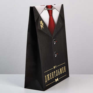 Пакет подарочный ламинированный 'Джентльмен' 28х38х9 см 2